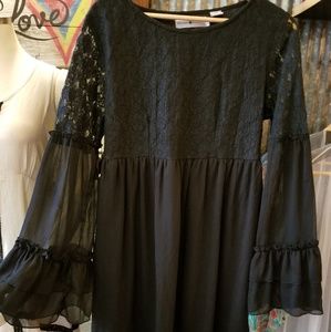 Boho gypsy bell sleeve tunic dress L